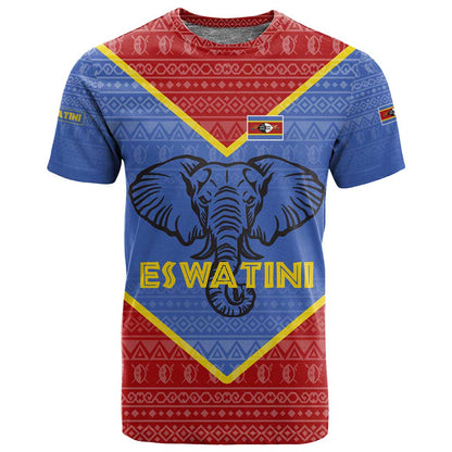Elephant Eswatini T shirt Swaziland Shield Tribal Pattern and National Flag