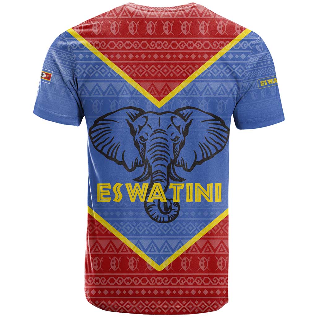 Elephant Eswatini T shirt Swaziland Shield Tribal Pattern and National Flag