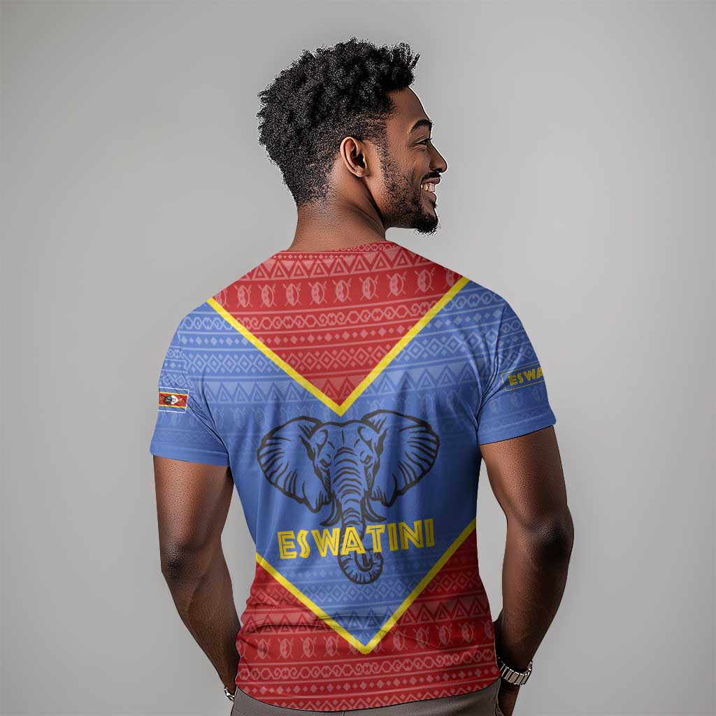 Elephant Eswatini T shirt Swaziland Shield Tribal Pattern and National Flag