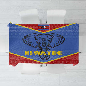 Elephant Eswatini Tablecloth Swaziland Shield Tribal Pattern and National Flag