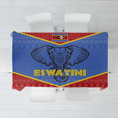 Elephant Eswatini Tablecloth Swaziland Shield Tribal Pattern and National Flag