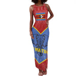 Elephant Eswatini Tank Maxi Dress Swaziland Shield Tribal Pattern and National Flag