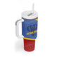 Elephant Eswatini Tumbler With Handle Swaziland Shield Tribal Pattern and National Flag