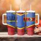 Elephant Eswatini Tumbler With Handle Swaziland Shield Tribal Pattern and National Flag
