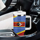 Elephant Eswatini Tumbler With Handle Swaziland Shield Tribal Pattern and National Flag