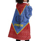 Elephant Eswatini Wearable Blanket Hoodie Swaziland Shield Tribal Pattern and National Flag