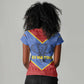 Elephant Eswatini Women V-Neck T-Shirt Swaziland Shield Tribal Pattern and National Flag
