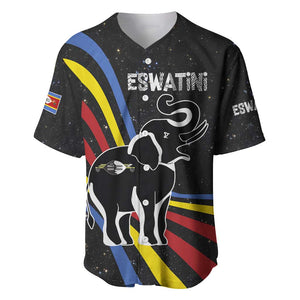 Eswatini Elephant Baseball Jersey Swazi Flag Colors and Cosmic Background
