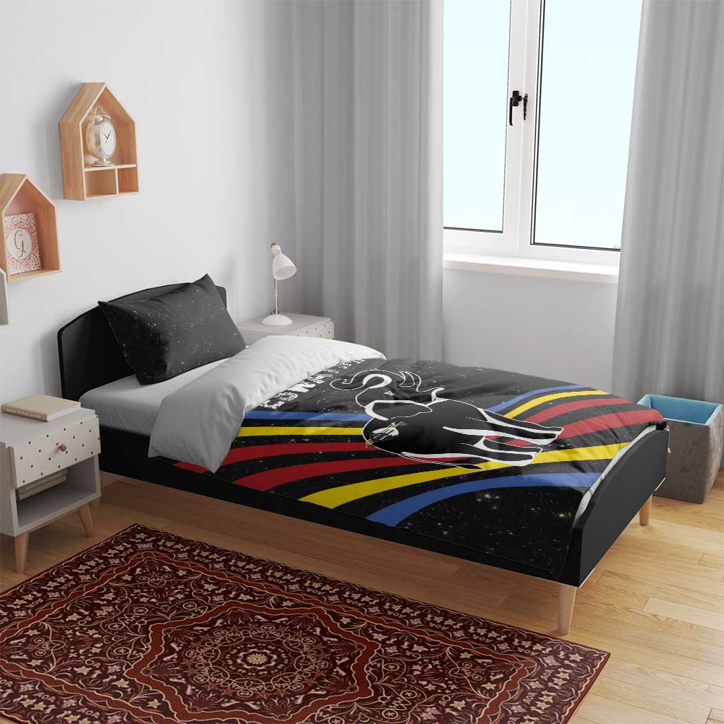 Eswatini Elephant Bedding Set Swazi Flag Colors and Cosmic Background