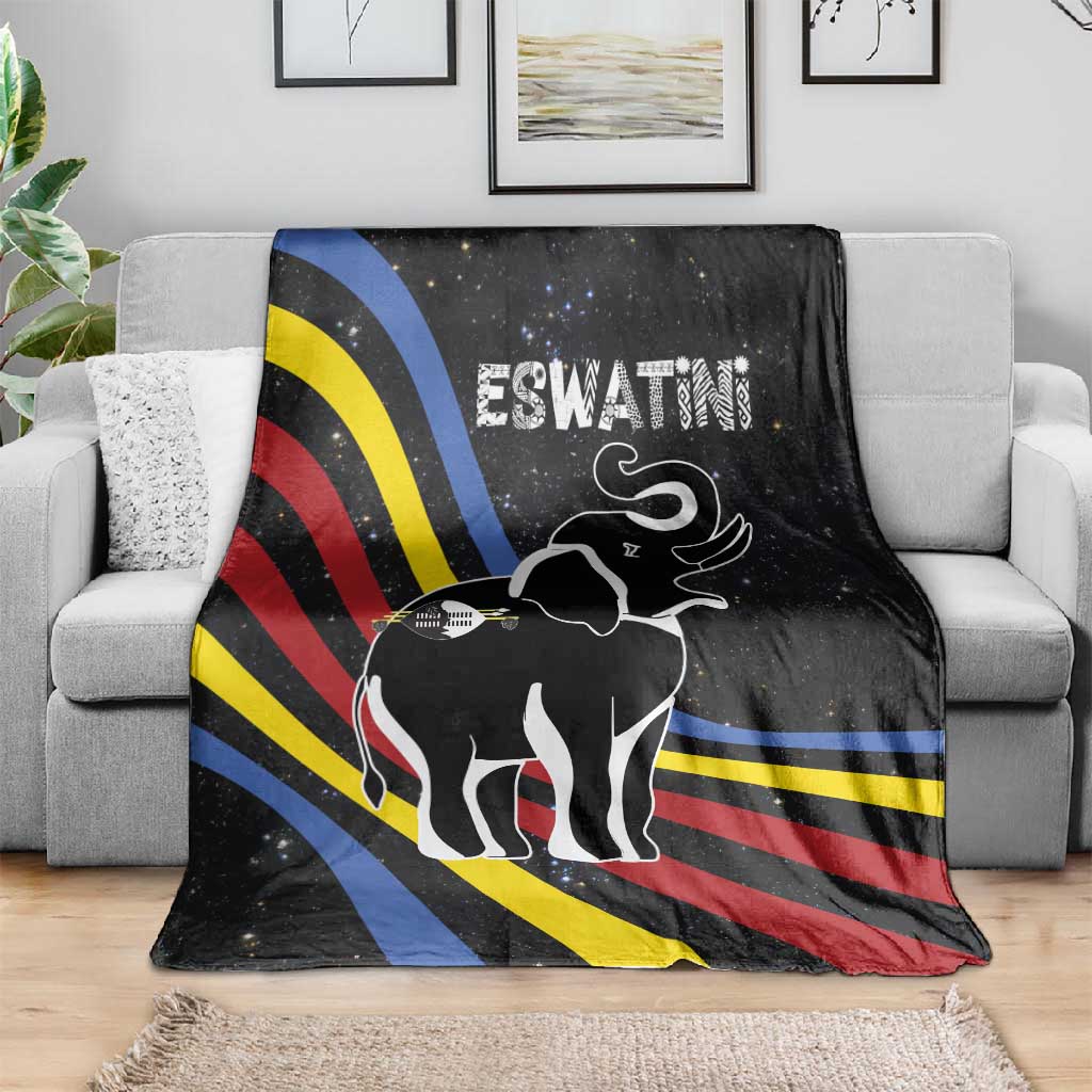 Eswatini Elephant Blanket Swazi Flag Colors and Cosmic Background