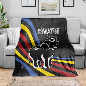Eswatini Elephant Blanket Swazi Flag Colors and Cosmic Background