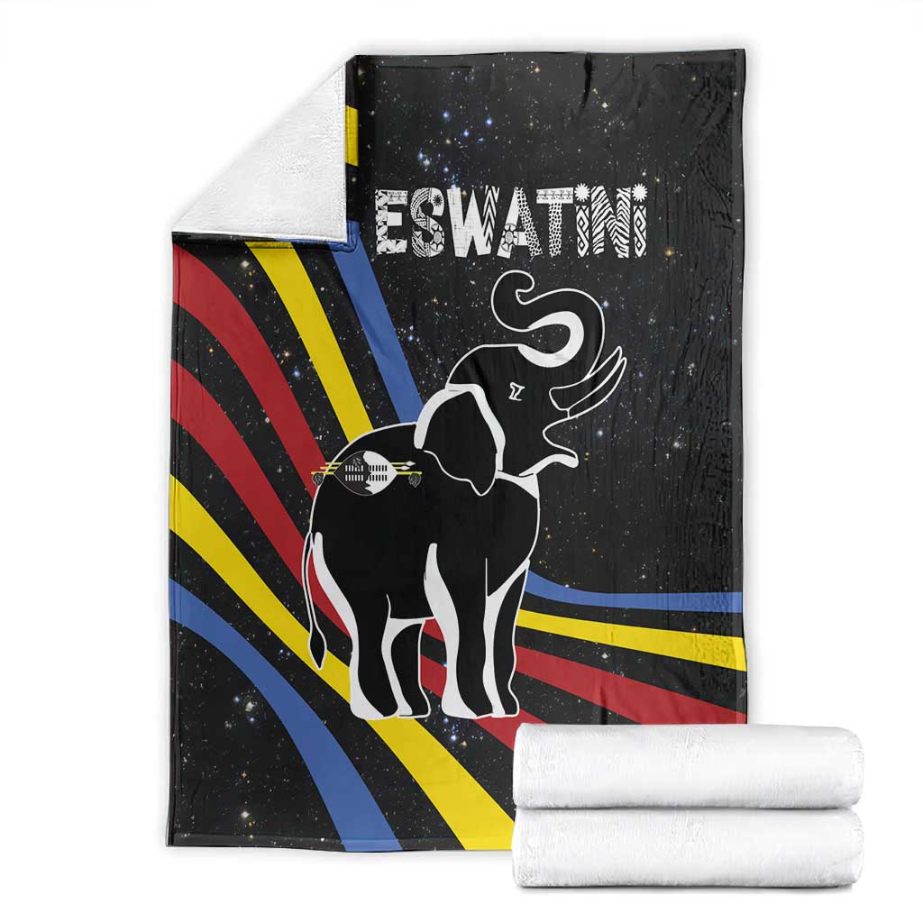 Eswatini Elephant Blanket Swazi Flag Colors and Cosmic Background