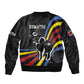 Eswatini Elephant Bomber Jacket Swazi Flag Colors and Cosmic Background