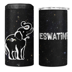 Eswatini Elephant 4 in 1 Can Cooler Tumbler Swazi Flag Colors and Cosmic Background