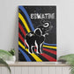 Eswatini Elephant Canvas Wall Art Swazi Flag Colors and Cosmic Background