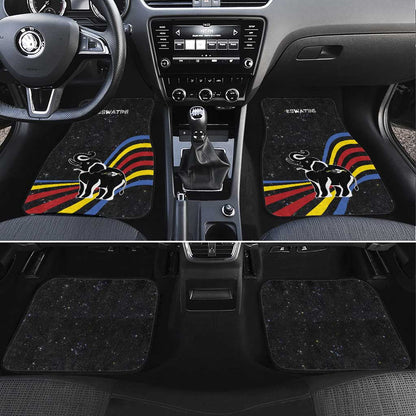 Eswatini Elephant Car Mats Swazi Flag Colors and Cosmic Background