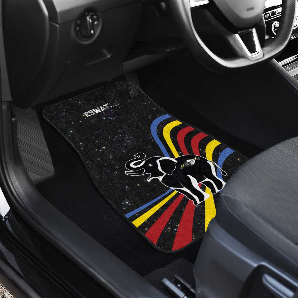 Eswatini Elephant Car Mats Swazi Flag Colors and Cosmic Background