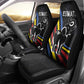 Eswatini Elephant Car Seat Cover Swazi Flag Colors and Cosmic Background