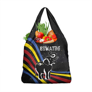 Eswatini Elephant Grocery Bag Swazi Flag Colors and Cosmic Background