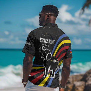 Eswatini Elephant Hawaiian Shirt Swazi Flag Colors and Cosmic Background