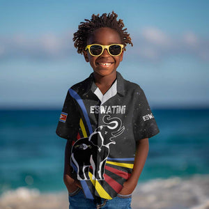 Eswatini Elephant Kid Hawaiian Shirt Swazi Flag Colors and Cosmic Background