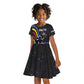 Eswatini Elephant Kid Short Sleeve Dress Swazi Flag Colors and Cosmic Background