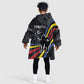 Eswatini Elephant Kid Wearable Blanket Hoodie Swazi Flag Colors and Cosmic Background