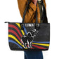 Eswatini Elephant Leather Tote Bag Swazi Flag Colors and Cosmic Background