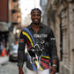 Eswatini Elephant Long Sleeve Button Shirt Swazi Flag Colors and Cosmic Background