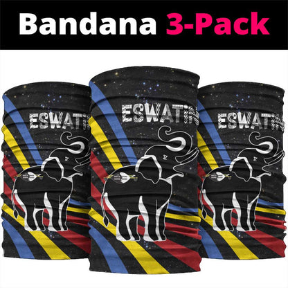 Eswatini Elephant Neck Gaiter Swazi Flag Colors and Cosmic Background TS04