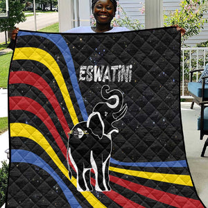 Eswatini Elephant Quilt Swazi Flag Colors and Cosmic Background