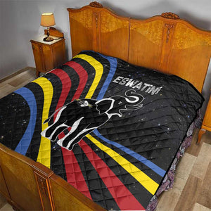 Eswatini Elephant Quilt Swazi Flag Colors and Cosmic Background