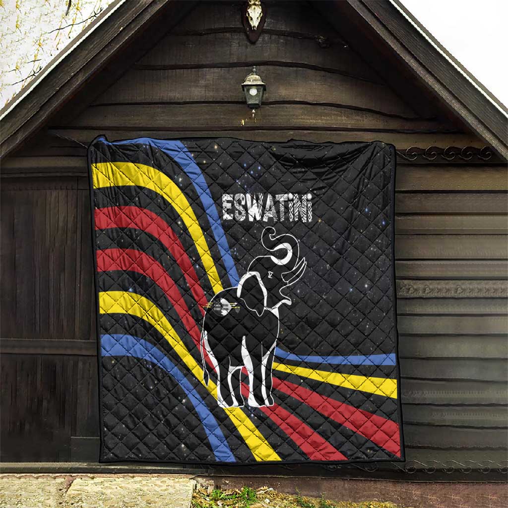 Eswatini Elephant Quilt Swazi Flag Colors and Cosmic Background