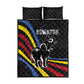 Eswatini Elephant Quilt Bed Set Swazi Flag Colors and Cosmic Background