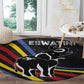 Eswatini Elephant Round Carpet Swazi Flag Colors and Cosmic Background