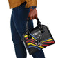 Eswatini Elephant Shoulder Handbag Swazi Flag Colors and Cosmic Background