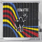 Eswatini Elephant Shower Curtain Swazi Flag Colors and Cosmic Background