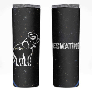Eswatini Elephant Skinny Tumbler Swazi Flag Colors and Cosmic Background