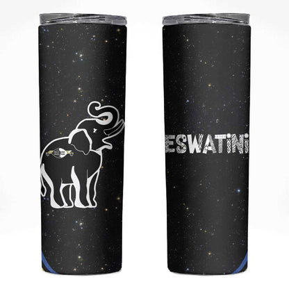 Eswatini Elephant Skinny Tumbler Swazi Flag Colors and Cosmic Background