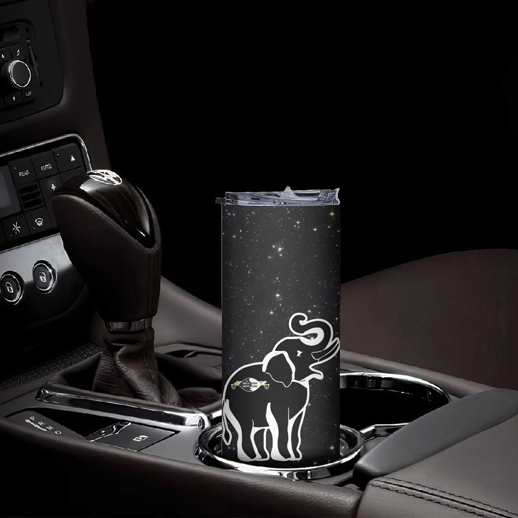 Eswatini Elephant Skinny Tumbler Swazi Flag Colors and Cosmic Background