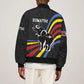 Eswatini Elephant Sleeve Zip Bomber Jacket Swazi Flag Colors and Cosmic Background