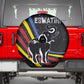 Eswatini Elephant Spare Tire Cover Swazi Flag Colors and Cosmic Background