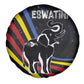 Eswatini Elephant Spare Tire Cover Swazi Flag Colors and Cosmic Background