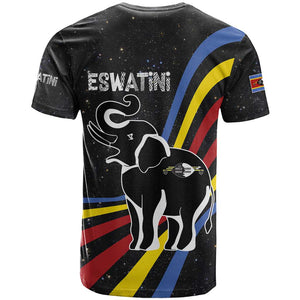 Eswatini Elephant T shirt Swazi Flag Colors and Cosmic Background
