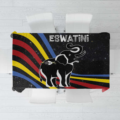Eswatini Elephant Tablecloth Swazi Flag Colors and Cosmic Background
