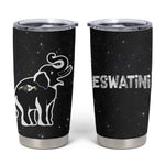 Eswatini Elephant Tumbler Cup Swazi Flag Colors and Cosmic Background
