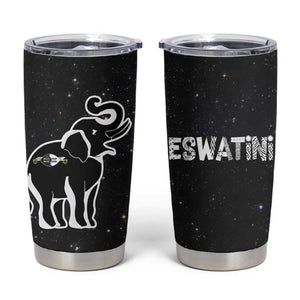 Eswatini Elephant Tumbler Cup Swazi Flag Colors and Cosmic Background