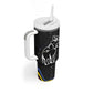 Eswatini Elephant Tumbler With Handle Swazi Flag Colors and Cosmic Background