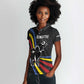 Eswatini Elephant Women Polo Shirt Swazi Flag Colors and Cosmic Background