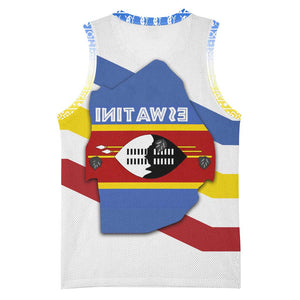 Eswatini Rhino Basketball Jersey Swazi Map Flag and African Traditional Patterns - African Pride